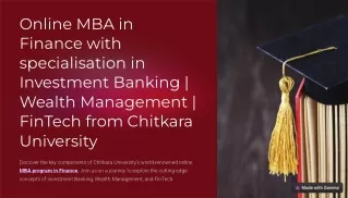 online MBA in Finance with specialisation in Investment Banking