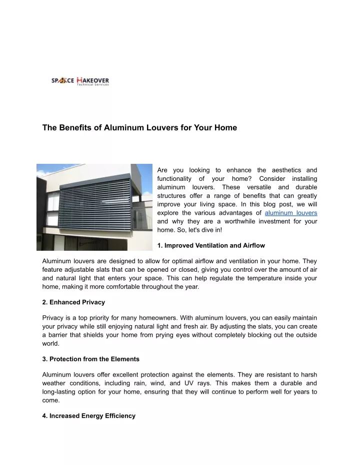 the benefits of aluminum louvers for your home
