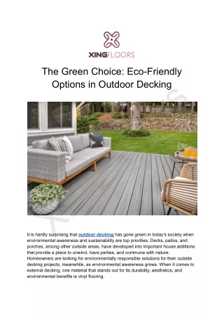 The Green Choice: Eco-Friendly Options in Outdoor Decking