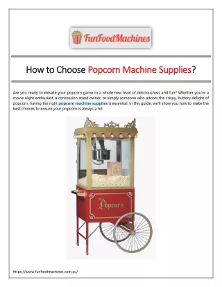 How to Choose Popcorn Machine Supplies