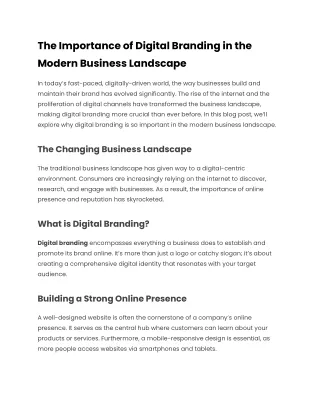 The Importance of Digital Branding in the Modern Business Landscape