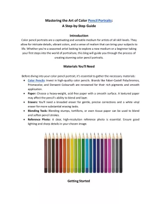 Mastering the Art of Color Pencil Portraits:  A Step-by-Step Guide