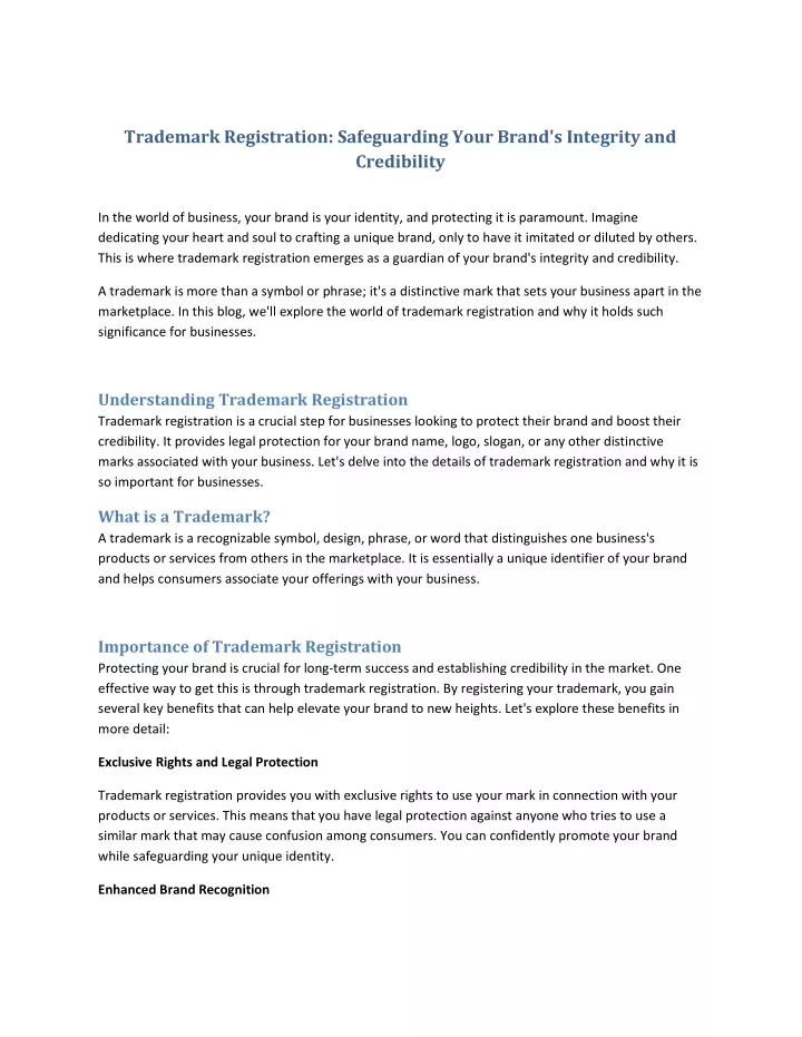 trademark registration safeguarding your brand