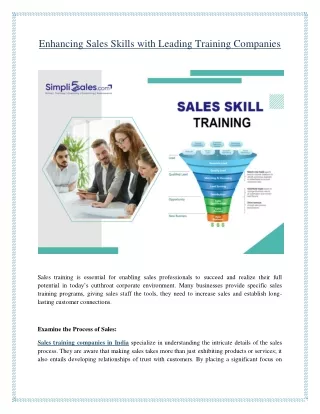 Enhancing Sales Skills with Leading Training Companies