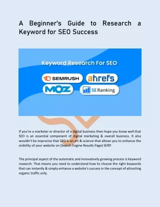 A Beginner's Guide to Research a Keyword for SEO Success