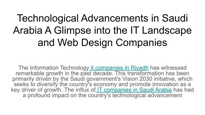technological advancements in saudi arabia