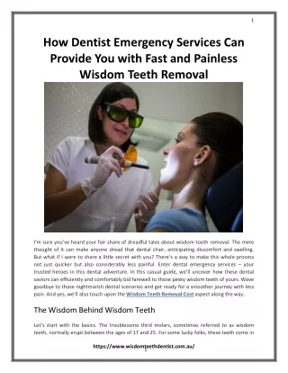 How Dentist Emergency Services Can Provide You with Fast and Painless Wisdom Teeth Removal