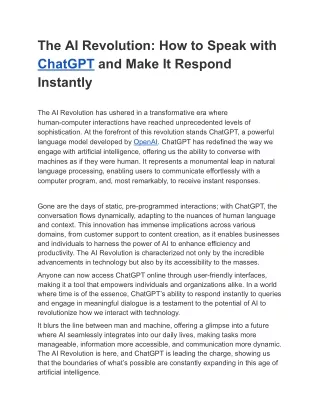 How to Speak with ChatGPT and Make It Respond Instantly