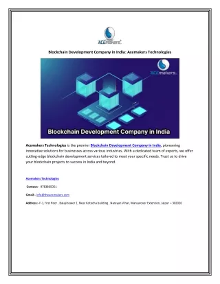 blockchain development company in india acemakers