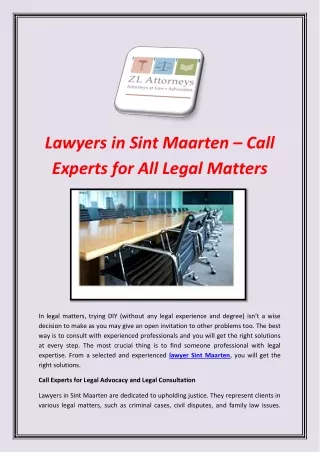 Lawyers in Sint Maarten – Call Experts for All Legal Matters