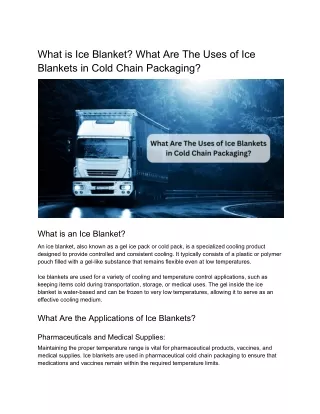 What Are The Uses of Ice Blankets in Cold Chain Packaging