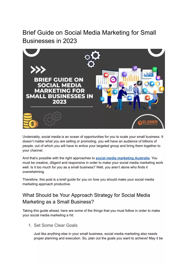brief guide on social media marketing for small