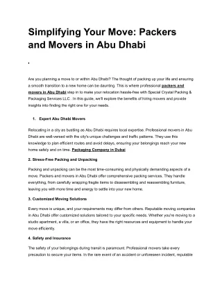 Simplifying Your Move Packers and Movers in Abu Dhabi