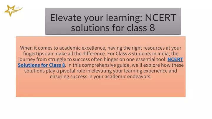 elevate your learning ncert solutions for class 8