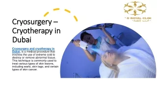 Cryosurgery – Cryotherapy in Dubai