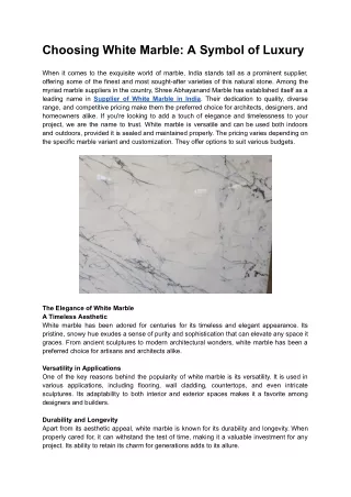 Choosing White Marble: A Symbol of Luxury