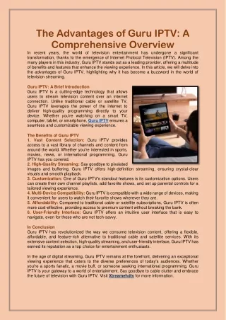 the advantages of guru iptv a comprehensive