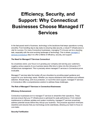 Efficiency, Security, and Support_ Why Connecticut Businesses Choose Managed IT Services
