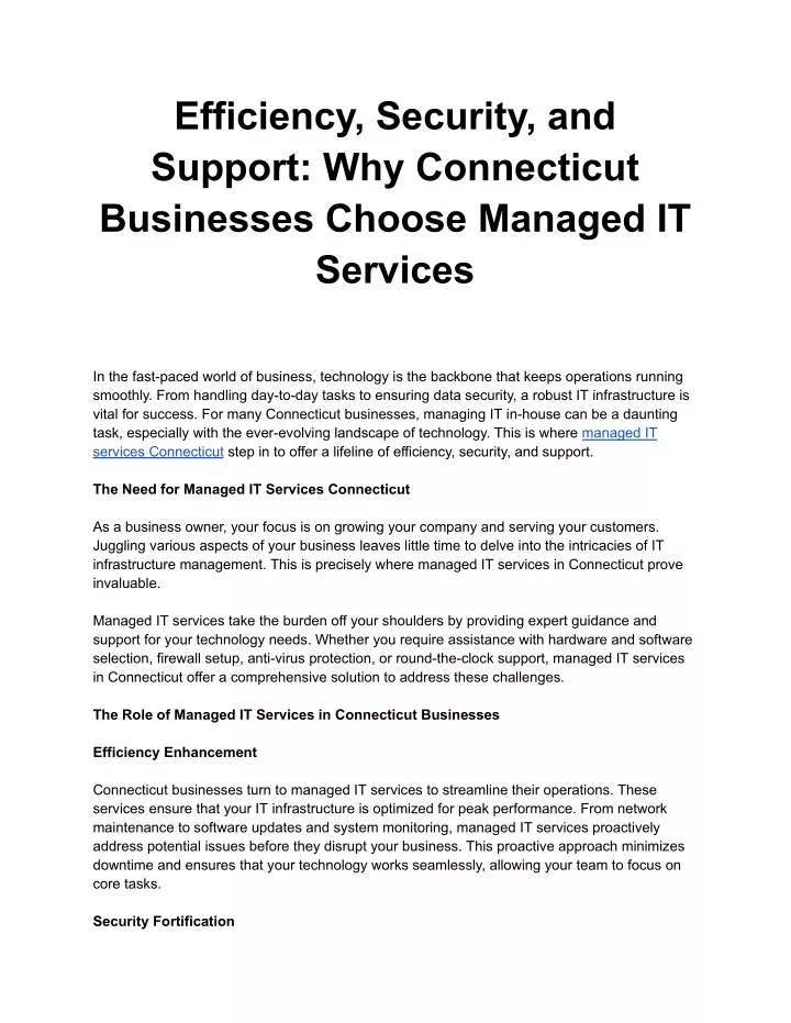 efficiency security and support why connecticut