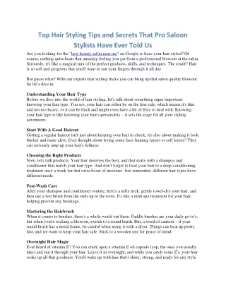 Top Hair Styling Tips and Secrets That Pro Saloon Stylists Have Ever Told Us