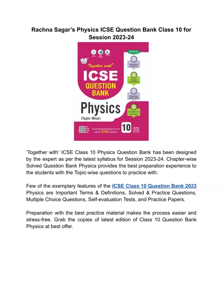 rachna sagar s physics icse question bank class