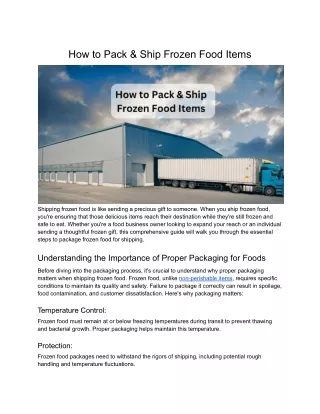 How to Ship Frozen or Cold Food Items