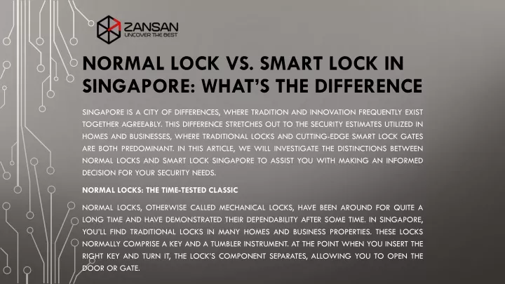 normal lock vs smart lock in singapore what s the difference