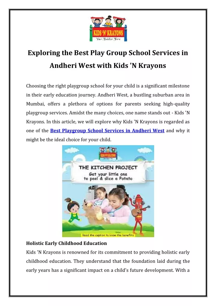 exploring the best play group school services in