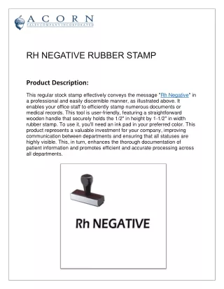 Rh Negative Rubber Stamp | Medical Stamps