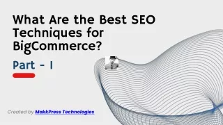 What Are the Best SEO Techniques for BigCommerce - Part - 1