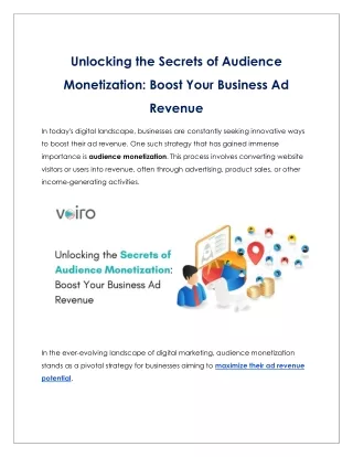 Unlocking the Secrets of Audience Monetization: Boost Your Business Ad Revenue