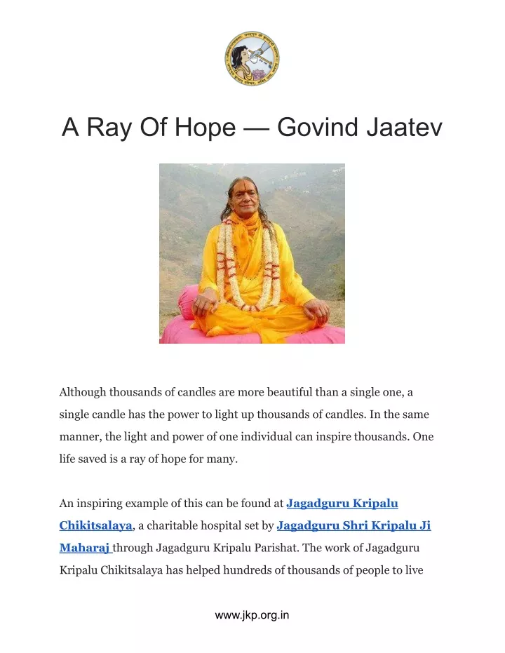 a ray of hope govind jaatev