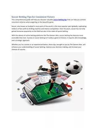 Soccer Betting Tips for Consistent Victory
