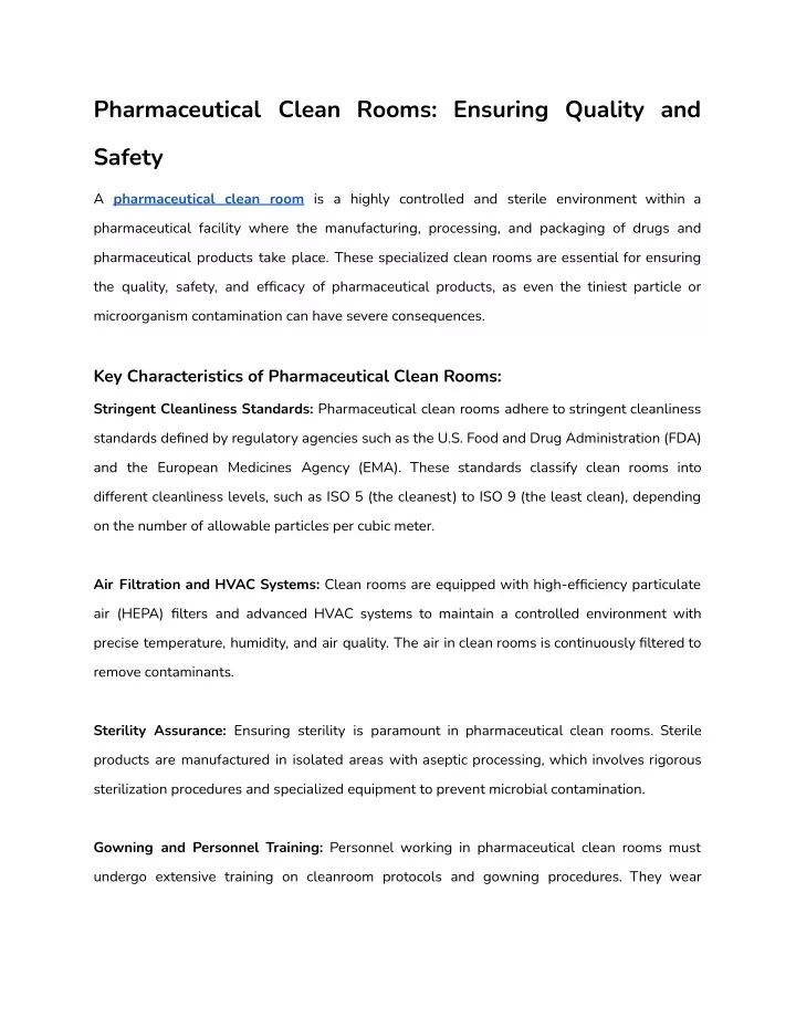 pharmaceutical clean rooms ensuring quality and