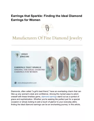 Earrings that Sparkle_ Finding the Ideal Diamond Earrings for Women