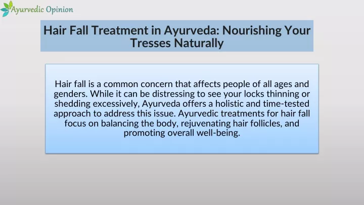 hair fall treatment in ayurveda nourishing your tresses naturally