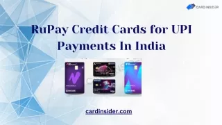 RuPay Credit Cards for UPI Payments In India
