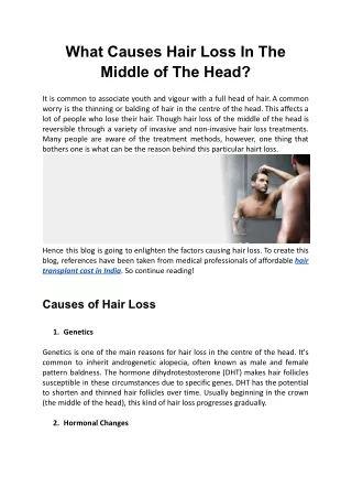 What Causes Hair Loss In The Middle of The Head