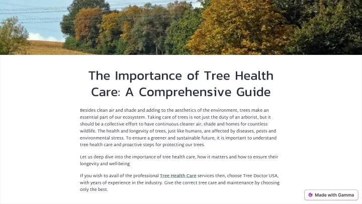 the importance of tree health care