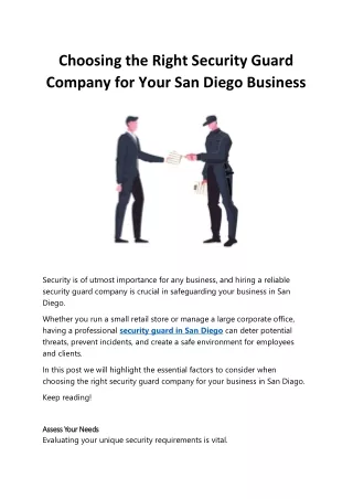 Choosing the Right Security Guard Company for Your San Diego Business