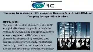 Company Formation in UAE Navigating Business Benefits with Offshore Company Incorporation Services
