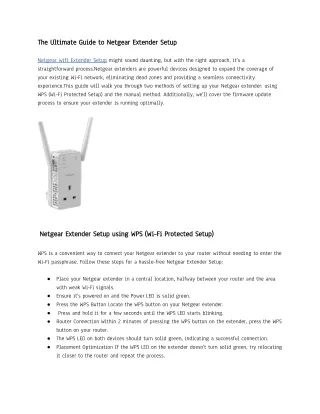 The Ultimate Guide to Netgear Extender Setup