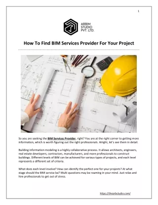 How To Find BIM Services Provider For Your Project