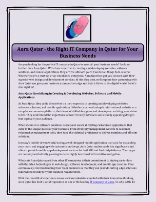 Aura Qatar - the Right IT Company in Qatar for Your Business Needs