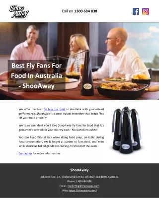 Best Fly Fans For Food In Australia – ShooAway