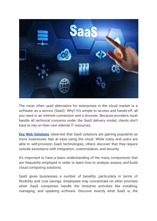 Exa Web Solutions - All You Need To know About SaaS