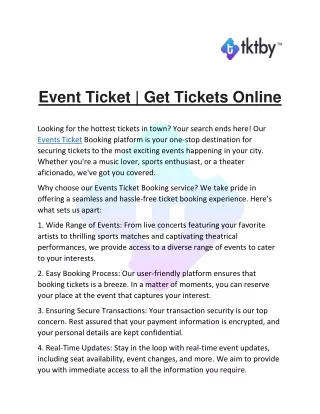 Best Event Booking System | Buy Event Tickets