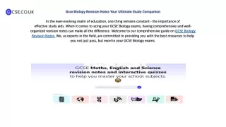 Gcse Biology Revision Notes