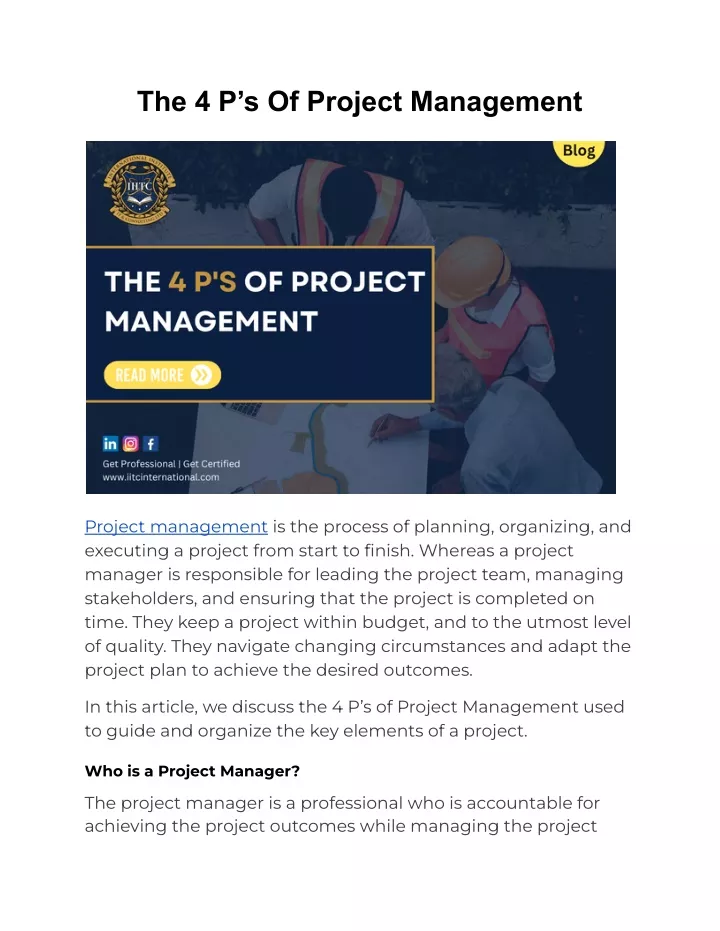 the 4 p s of project management