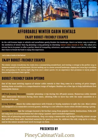 Affordable Winter Cabin Rentals